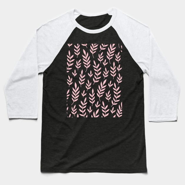 Terracotta Leaves Pattern Baseball T-Shirt by NatureGlow